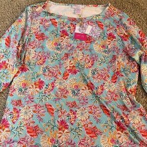Stella Parker 3/4 Sleeve Floral Print Top Size X-large NWT